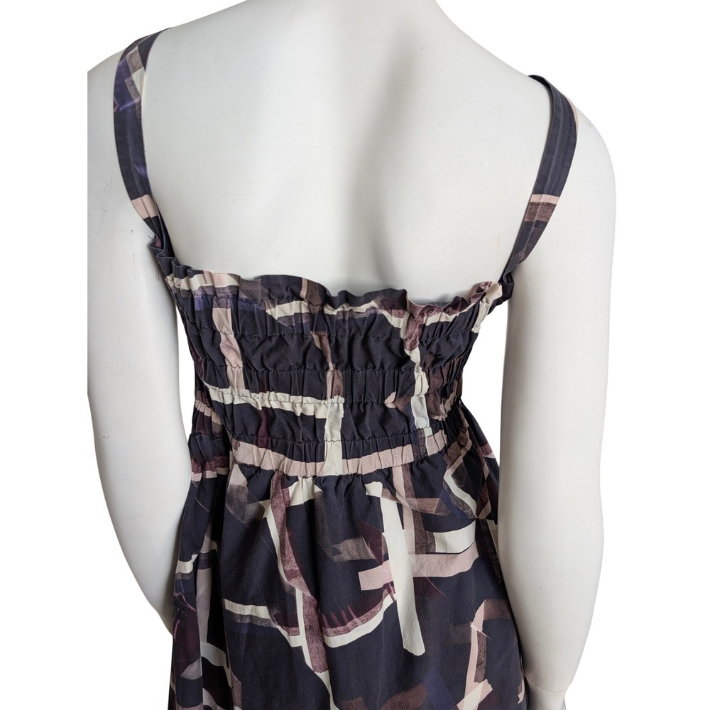COS Cotton Midi Day Dress 10 Cotton Smocked Sleeveless Printed Sundress Stretch - Picture 4 of 6